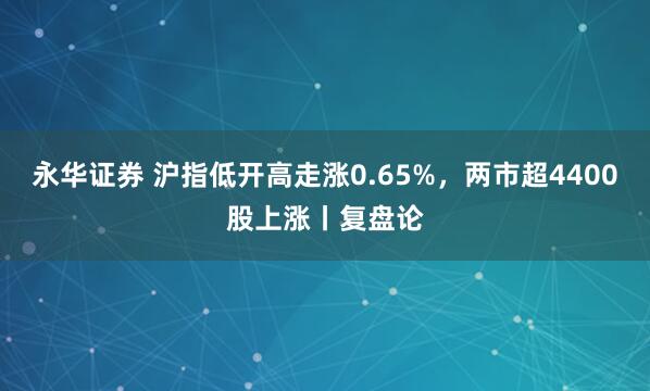 永华证券 沪指低开高走涨0.65%，两市超4400股上涨丨复盘论
